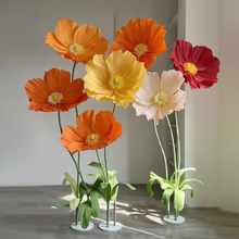 Load image into Gallery viewer, 6 Giant Poppy Flowers in Sunset Colors