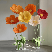 Load image into Gallery viewer, 6 Giant Poppy Flowers in Sunset Colors