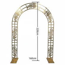 Load image into Gallery viewer, metal arch wedding backdrop with rose carving for elegant ceremony decor