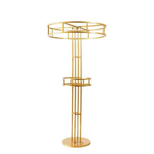 Load image into Gallery viewer, 47-inch tall metal centerpiece stand with elegant gold finish for wedding decor