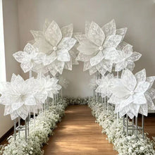 Load image into Gallery viewer, Oversized white lace flower decor wedding event aisle design