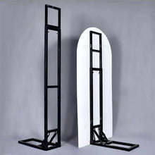 Load image into Gallery viewer, 10ft adjustable metal backdrop stand in white and black - premium wedding and event display with stability bag