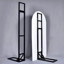 Load image into Gallery viewer, 10ft adjustable metal backdrop stand in white and black - premium wedding and event display with stability bag