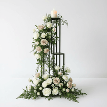 Load image into Gallery viewer, Black candle holder with flowers and candle for black theme wedding party