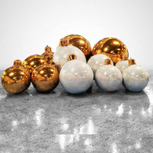 Load image into Gallery viewer, Gold inflatable chrome mirror ball Christmas ornament for premium holiday decor