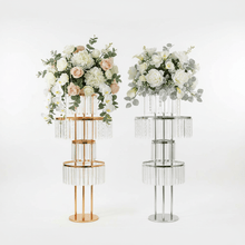 Load image into Gallery viewer, Crystal centerpiece stands with flowers