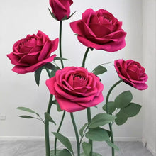 Load image into Gallery viewer, hot pink rose flower set paper craft birthday decor