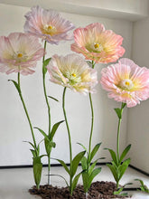 Load image into Gallery viewer, Giant silk organza flowers 5-piece set for fairytale birthday party decoration - handcrafted premium event decor