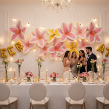 Load image into Gallery viewer, Colorful giant paper flowers wall backdrop 6 pieces - spring wedding party decoration set