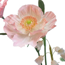 Load image into Gallery viewer, Pink paper flower backdrop arrangement perfect for Alice in Wonderland theme party and baby shower decorations