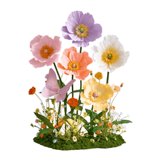 Load image into Gallery viewer, Giant paper flower arrangement in pink and white with butterfly accent for birthday party decor