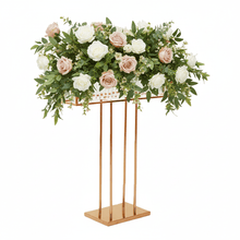 Load image into Gallery viewer, Luxury gold wedding centerpiece stand with crystal accents for party table decor and floral arrangements