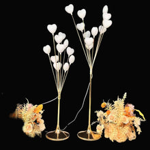 Load image into Gallery viewer, LED light table centerpiece with heart design in elegant gold, 47 inches tall for wedding decoration