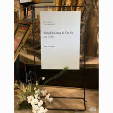 Load image into Gallery viewer, Premium metal wedding sign stand with decorative backdrop for event ceremonies