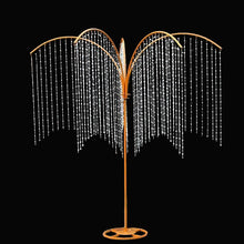 Load image into Gallery viewer, 7ft white metal stand with beaded curtain backdrop for outdoor wedding ceremony and event decor