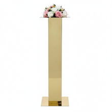 Load image into Gallery viewer, Stainless steel gold centerpiece stand - elegant metal table decoration for weddings and events
