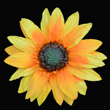 Load image into Gallery viewer, Free standing paper sunflower decorations with metal bases for summer events and celebrations