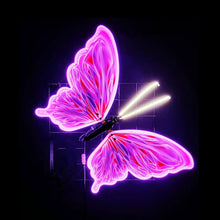Load image into Gallery viewer, Pink LED butterfly party decoration with auto-moving wings for event decor