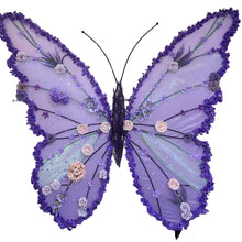 Load image into Gallery viewer, Purple Butterfly Backdrop with Giant Paper Flowers - Reusable Luxury Event Decoration for Party Backdrops