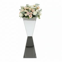 Load image into Gallery viewer, Silver metal flower stand centerpiece for summer weddings