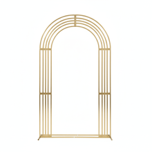 Load image into Gallery viewer, Freestanding gold wedding arch with sturdy base for indoor and outdoor ceremonies
