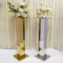 Load image into Gallery viewer, Stainless steel gold centerpiece stand 31.4 inch tall - elegant metal table decoration for weddings and events