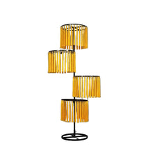 Load image into Gallery viewer, Yellow tall metal tassel stand for event decorations and photo props