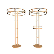 Load image into Gallery viewer, Large metal centerpiece stand styled on wedding party table with floral arrangement