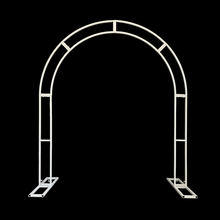 Load image into Gallery viewer, 7ft white and gold metal wedding arch stand - premium reusable backdrop frame