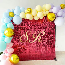 Load image into Gallery viewer, Red glittery shimmer wall backdrop