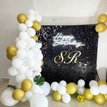 Load image into Gallery viewer, Sparkling black shimmer wall backdrop for graduation party