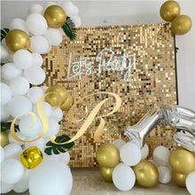 Load image into Gallery viewer, Luxurious gold shimmer wall backdrop for 30th birthday party