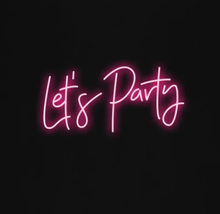 Load image into Gallery viewer, Let's Party LED neon sign in hot pink for birthday celebrations