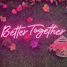 Load image into Gallery viewer, Better Together LED neon sign in purple for engagement parties