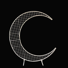 Load image into Gallery viewer, White moon arch backdrop with pink and white flowers for birthday party celebration