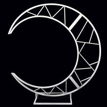 Load image into Gallery viewer, 6ft white metal moon arch backdrop with floral arrangements for luxury wedding ceremony