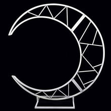 Load image into Gallery viewer, 6ft white metal moon arch backdrop with floral arrangements for luxury wedding ceremony