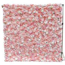 Load image into Gallery viewer, Premium 8ft pink rose flower wall backdrop for weddings and events - luxury artificial silk roses
