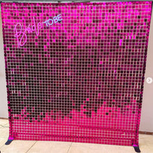 Load image into Gallery viewer, Hot pink shimmer wall backdrop for babie birthday party