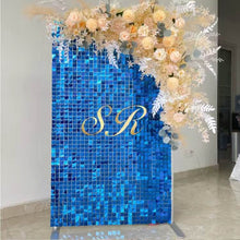 Load image into Gallery viewer, Navy Blue Sequin Shimmer Wall Backdrop 12 Panels for Retirement Party