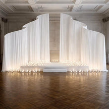 Load image into Gallery viewer, white themed wedding backdrop decor 
