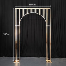 Load image into Gallery viewer, Gold Stainless Steel Wedding Arch Backdrop Stand design 
