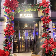 Load image into Gallery viewer, poinsettia floral garland for Christmas New year storefront decor
