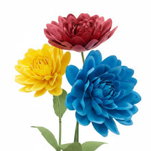 Load image into Gallery viewer, Red, yellow and blue giant paper flowers event decor
