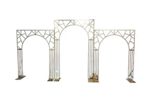 Load image into Gallery viewer, Gold metal arch wedding backdrop premium event stand for ceremony decoration
