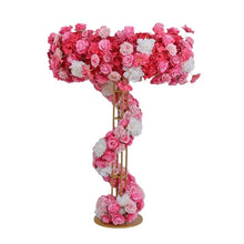 Load image into Gallery viewer, 47-inch tall metal centerpiece stand with elegant gold finish for wedding and party table decoration
