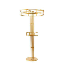Load image into Gallery viewer, 47-inch tall metal centerpiece stand with elegant gold finish for wedding decor

