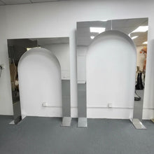 Load image into Gallery viewer, silver metal wedding arch event backdrop 
