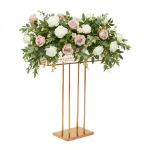 Load image into Gallery viewer, Luxury gold wedding centerpiece stand with crystal accents for party table decor and floral arrangements
