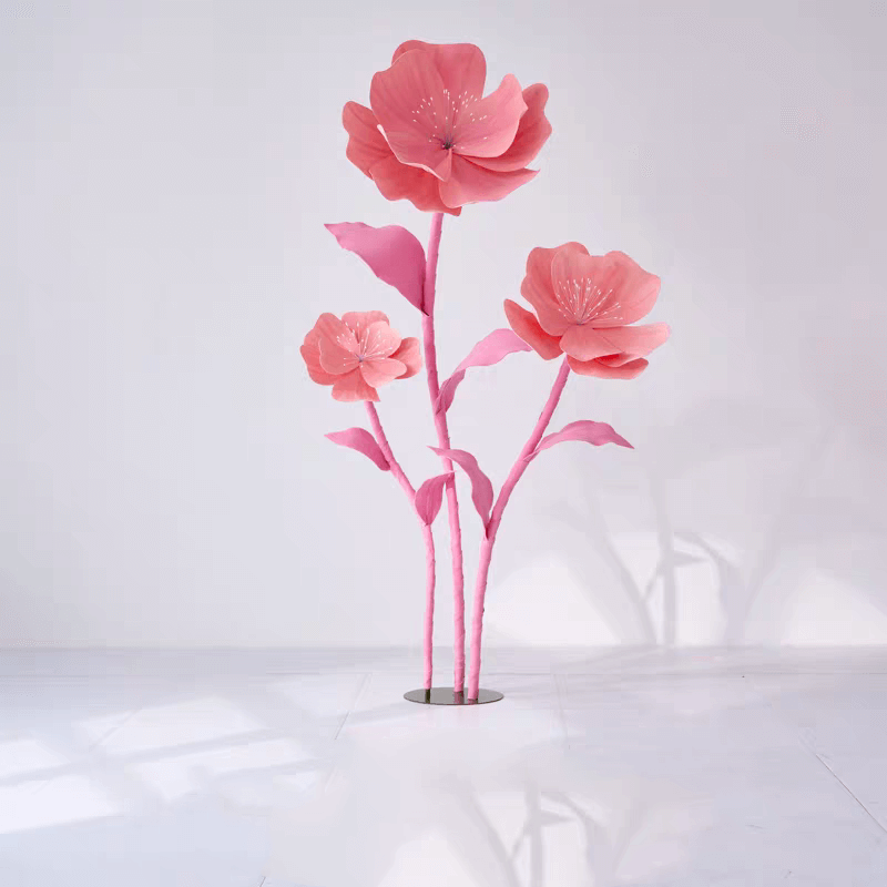 Free standing pink giant flowers for party events